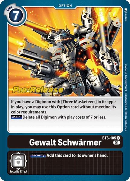 Gewalt Schwarmer - Double Diamond Pre-Release Cards (BT-06_PR)
