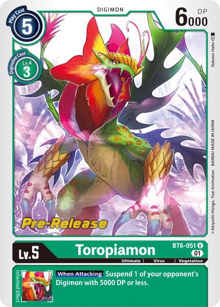 Toropiamon - Double Diamond Pre-Release Cards (BT-06_PR)