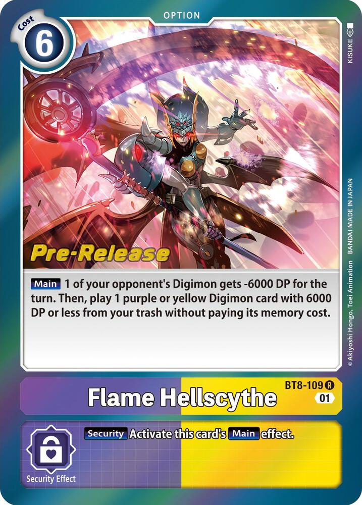Flame Hellscythe - New Awakening Pre-Release Cards (BT-08_PR)