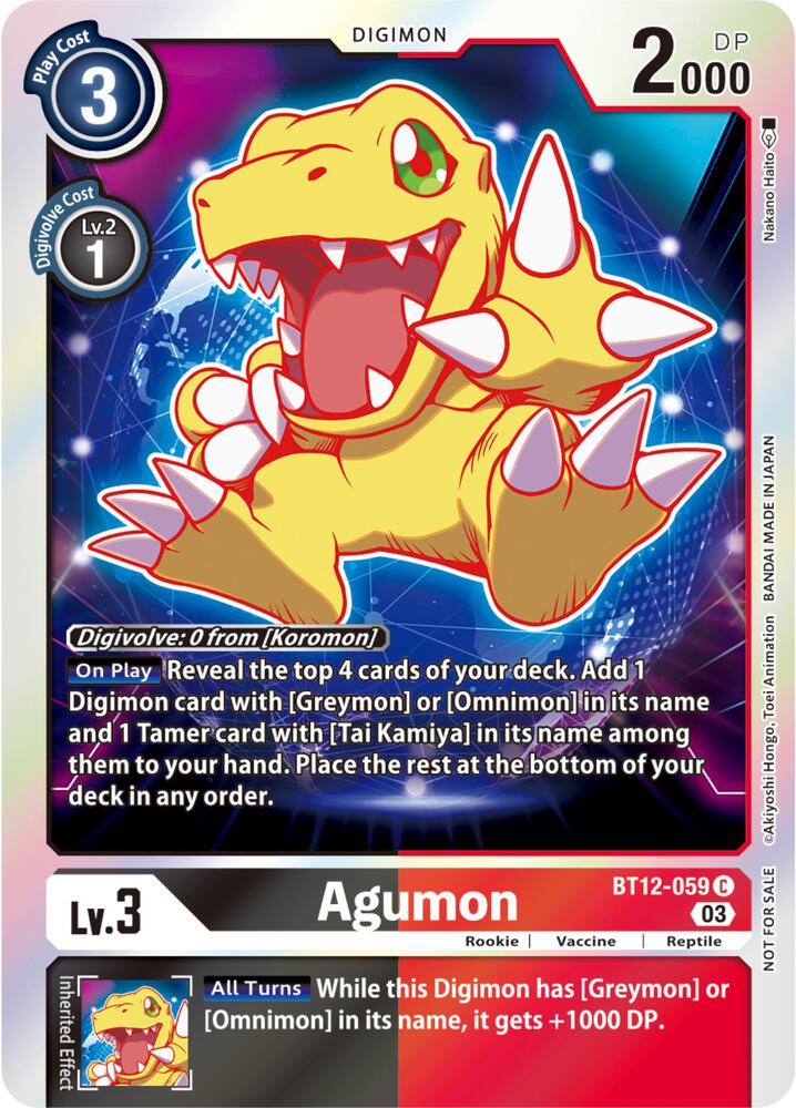 Agumon - BT12-059 (Official Tournament Pack Vol.11) - Across Time (BT-12)