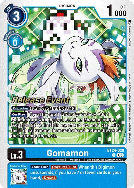 Gomamon - Time Stranger Release Event Cards (BT-24_PR)