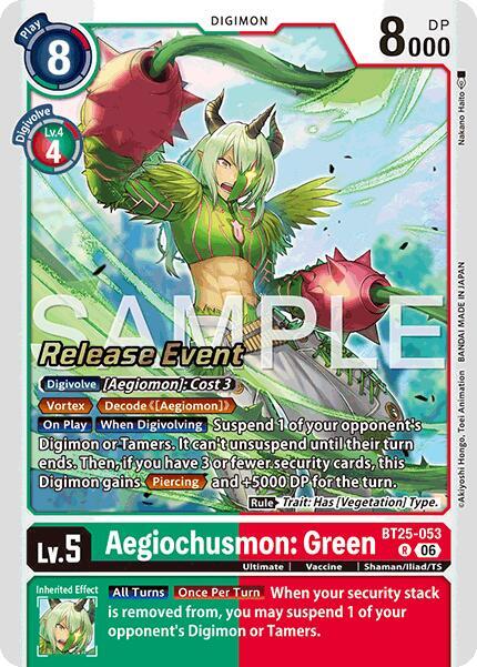 Aegiochusmon: Green - Dual Revolution Release Event Cards (BT-25_PR)