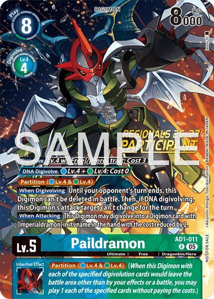 Paildramon - AD1-011 (Regionals 26-27 Season 2 Participant) - Advanced Booster Digimon Generation (AD-01)